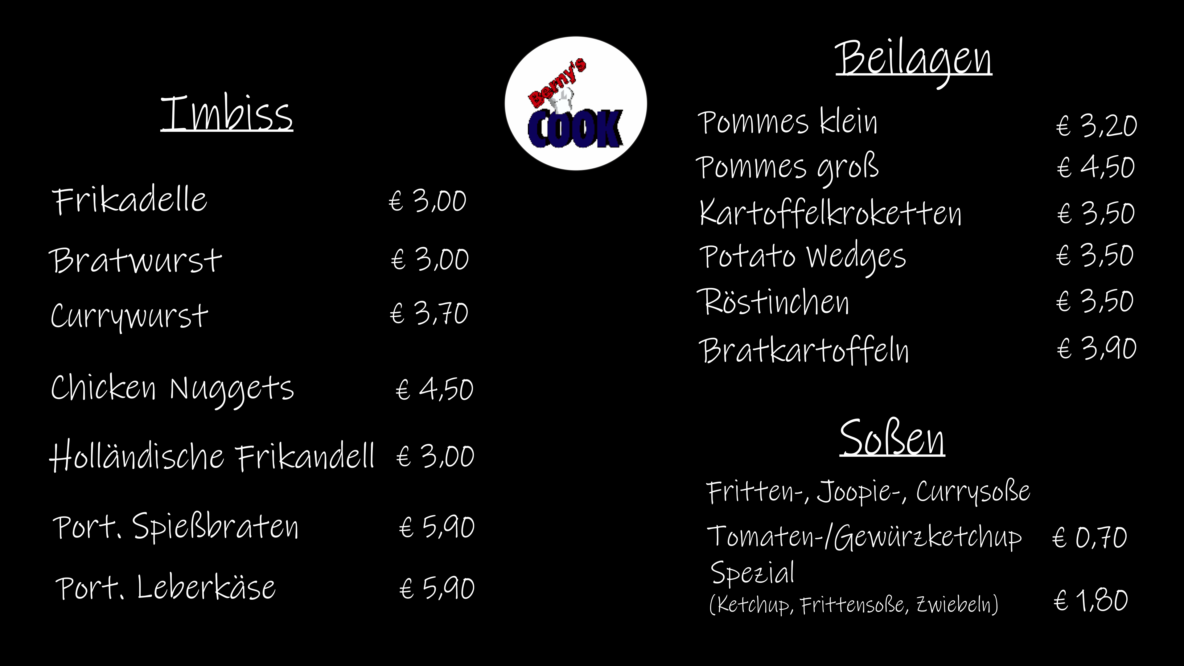 Bernys Cook Speisekarte 5