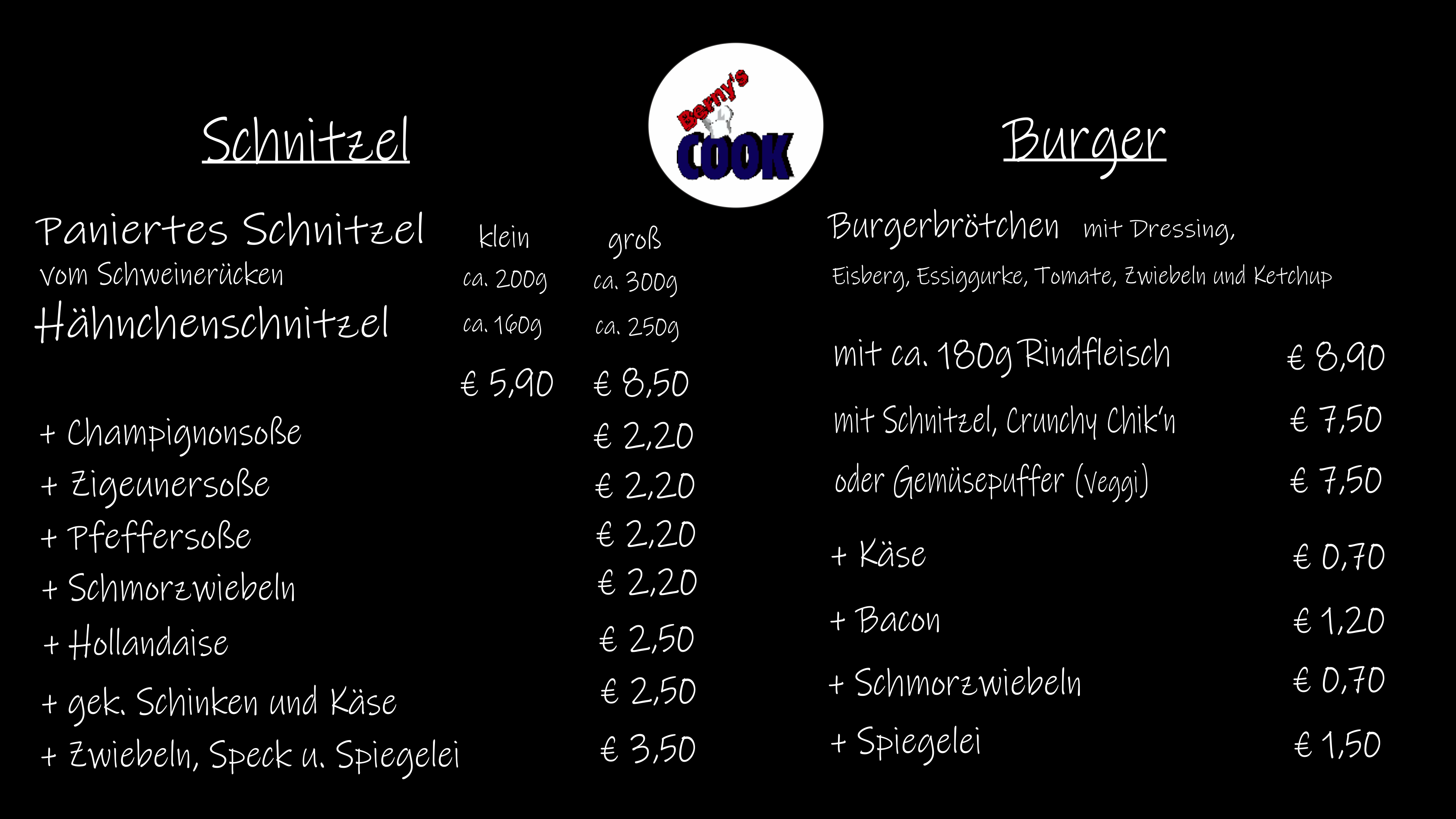 Bernys Cook Speisekarte 6
