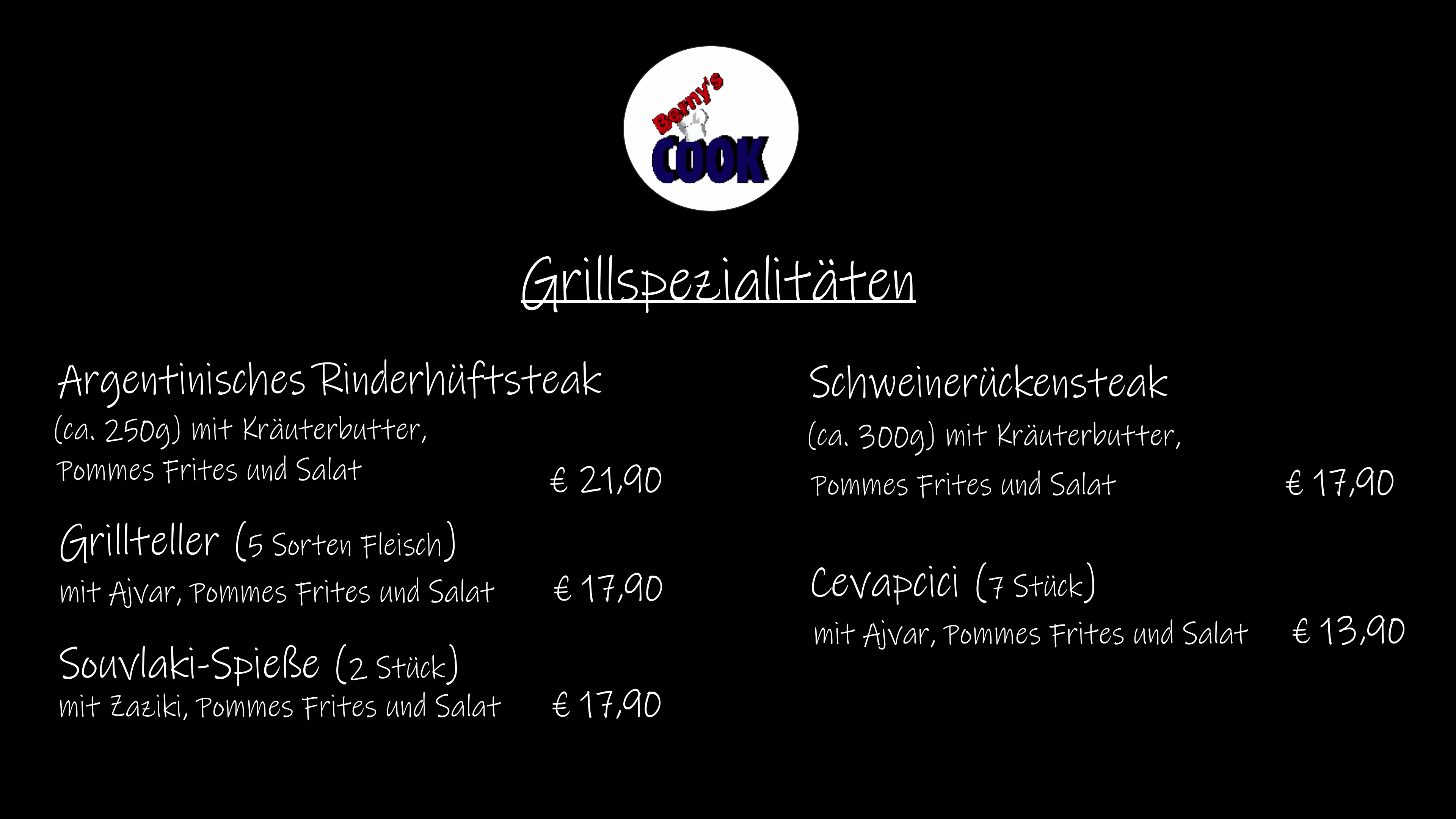 Bernys Cook Speisekarte 7
